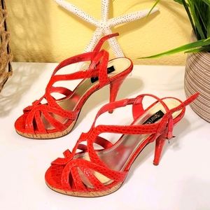 White House Black Market Burnt Orange Sunset Heels